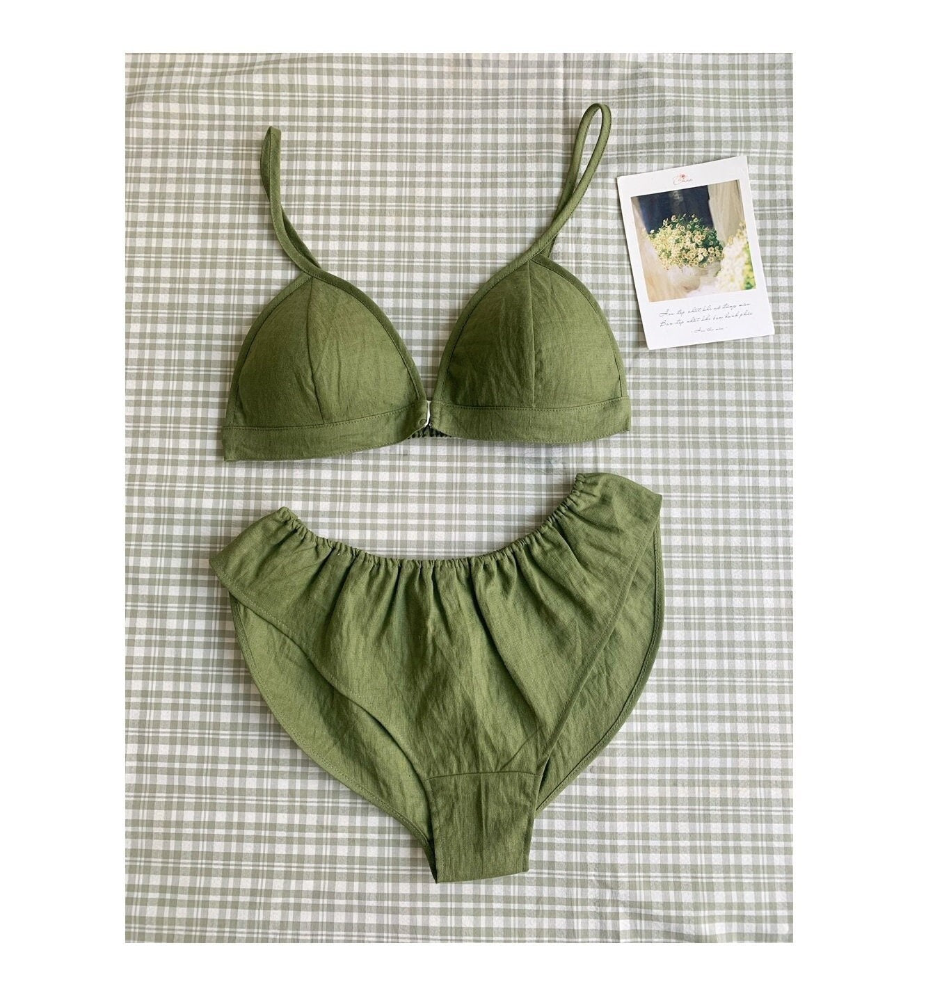 Linen bras set/ linen bralette / linen sleepwear/ linen home wear/ Home wear bra/ summer linen bra/ linen lingerie