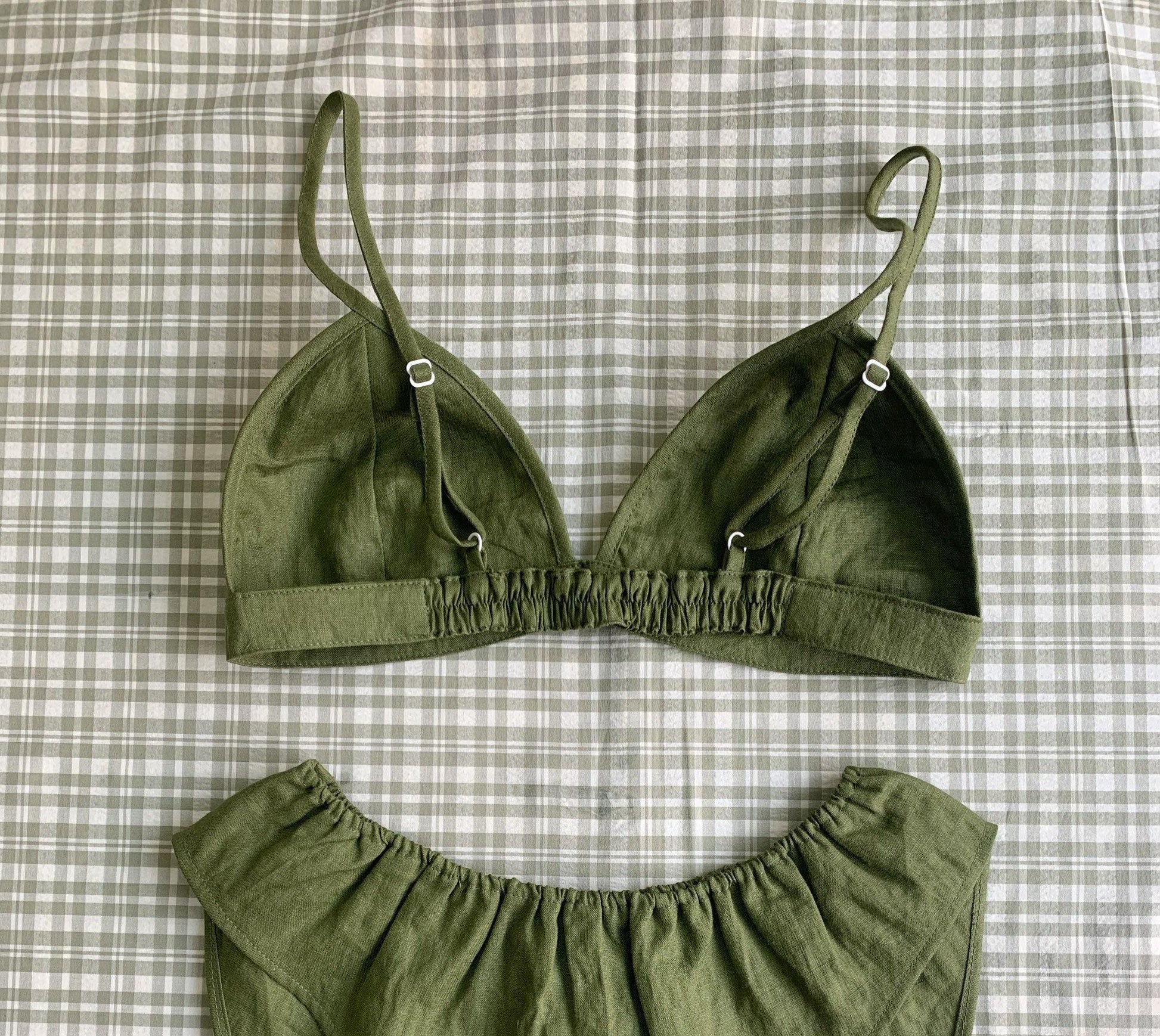 Linen bras set/ linen bralette / linen sleepwear/ linen home wear/ Home wear bra/ summer linen bra/ linen lingerie