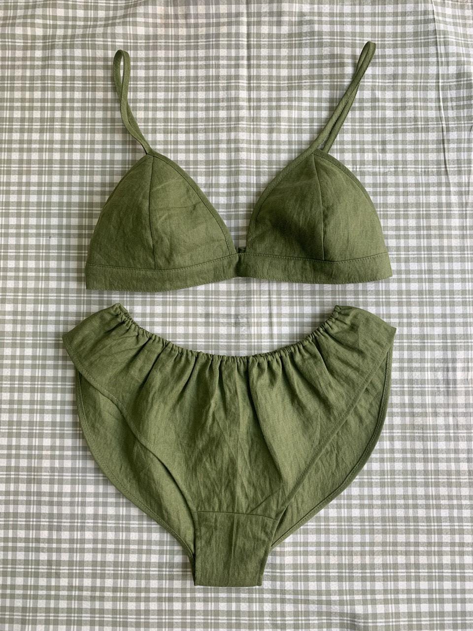 Linen bras set/ linen bralette / linen sleepwear/ linen home wear/ Home wear bra/ summer linen bra/ linen lingerie