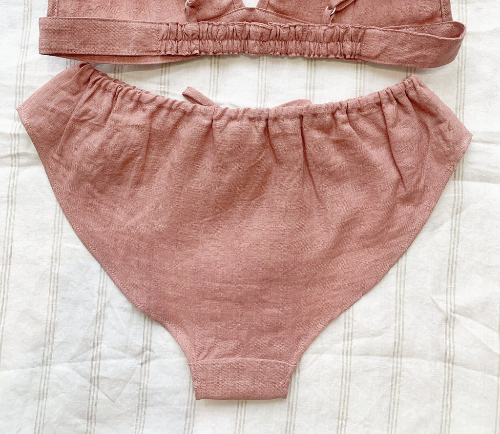 Tied linen underwear/ Elastic free linen panties/ Loose fit linen panty
