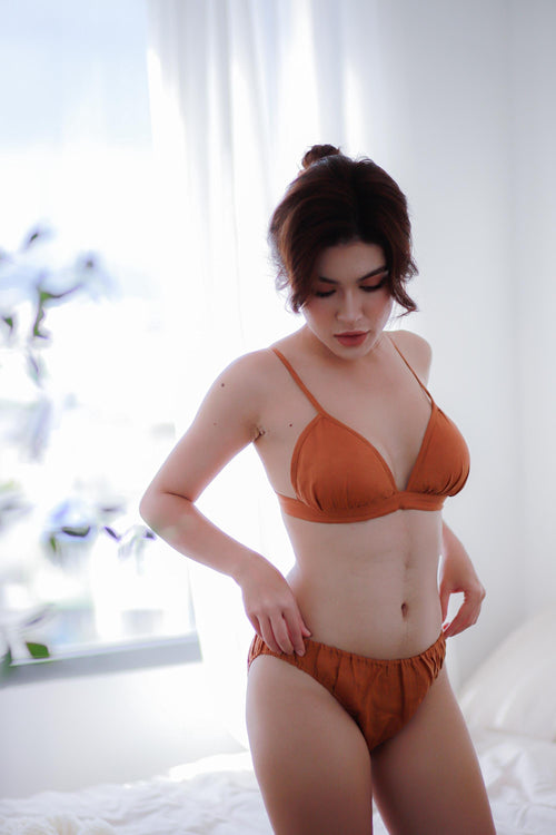 AUTUMN- Linen bra/ linen lingerie/ triangle bra/ custom size bra/ linen sleepwear/ linen home wear/ summer linen bra