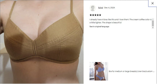 HANNAH- Linen Bra with Light Padding – No Wire, Custom Fit, Handmade Lingerie