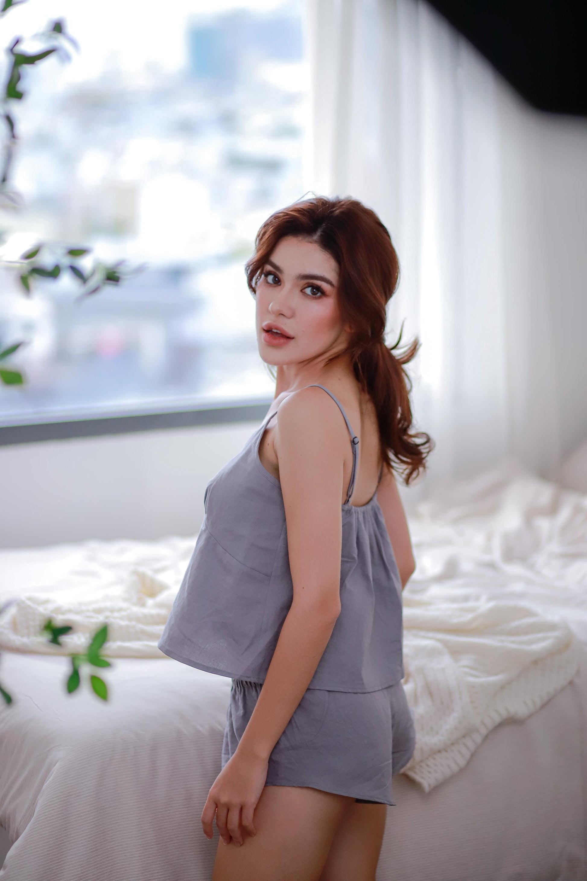 Linen cami top set/ Linen slip top and shorts/ linen pajamas set/ Linen tank/ Linen camisole/