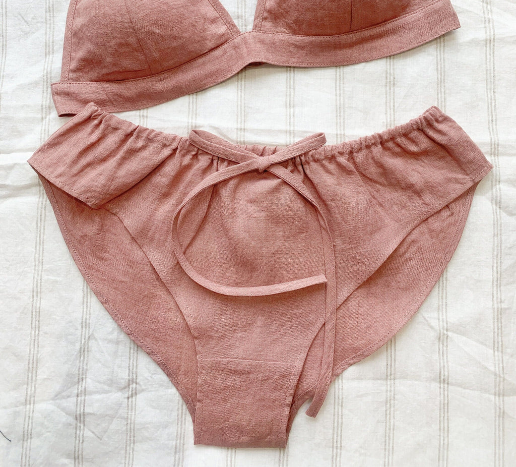 Tied linen underwear/ Elastic free linen panties/ Loose fit linen panty