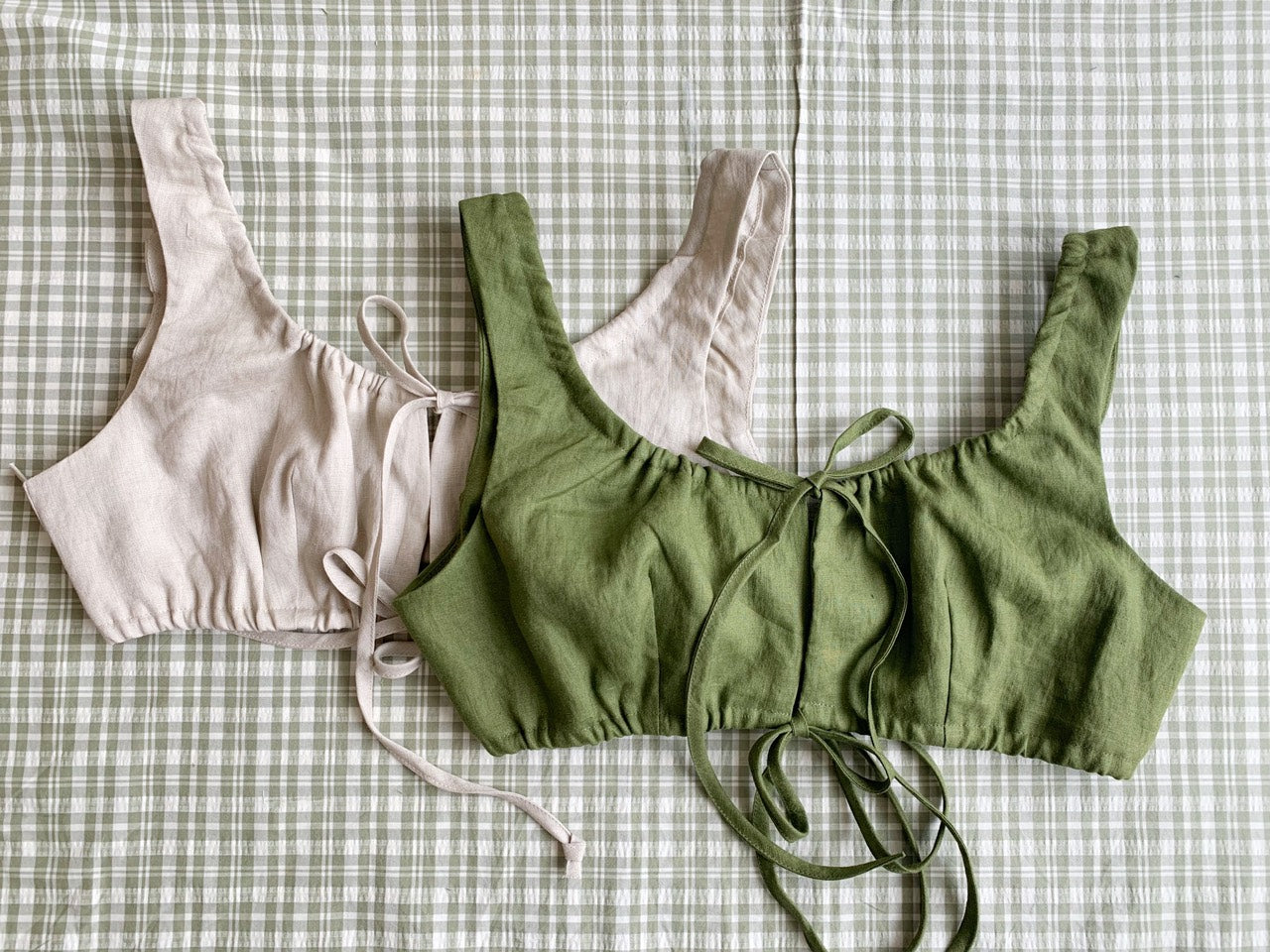 Big size bra/ linen bra top/ Custom size bra/ String linen bra /Tied linen bras/ linen bralette