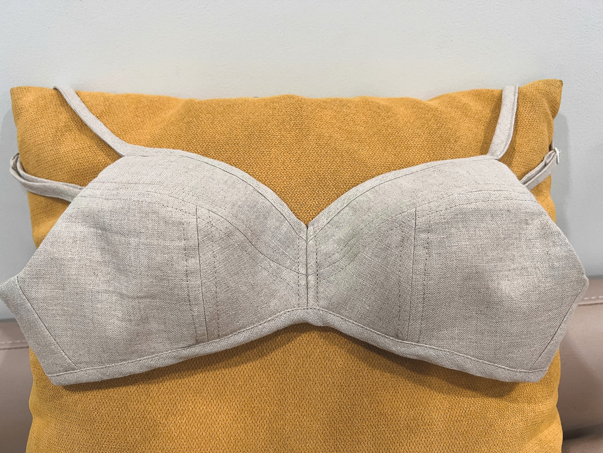 HANNAH- Linen Bra with Light Padding – No Wire, Custom Fit, Handmade Lingerie