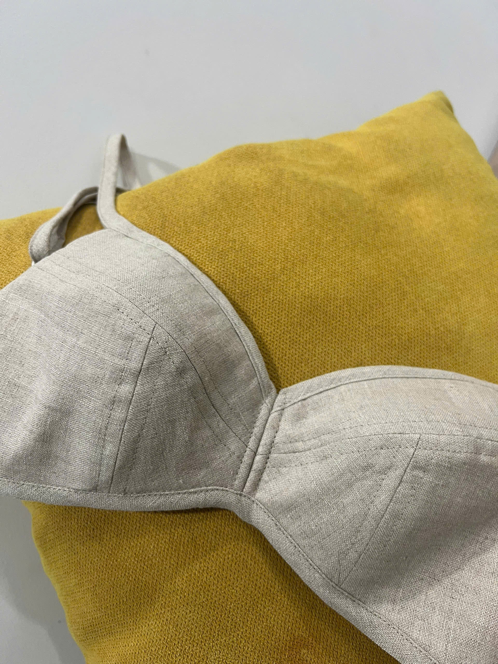 HANNAH- Linen Bra with Light Padding – No Wire, Custom Fit, Handmade Lingerie